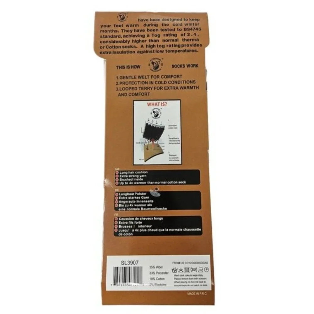 6-Pack Women’s Merino Wool Socks – Warm Winter Thermal Cozy Crew Sox, 9-11, NEW